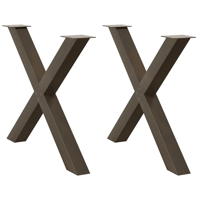 Matbordsben X-formade 2 st naturstål 90x(72-73) cm stål