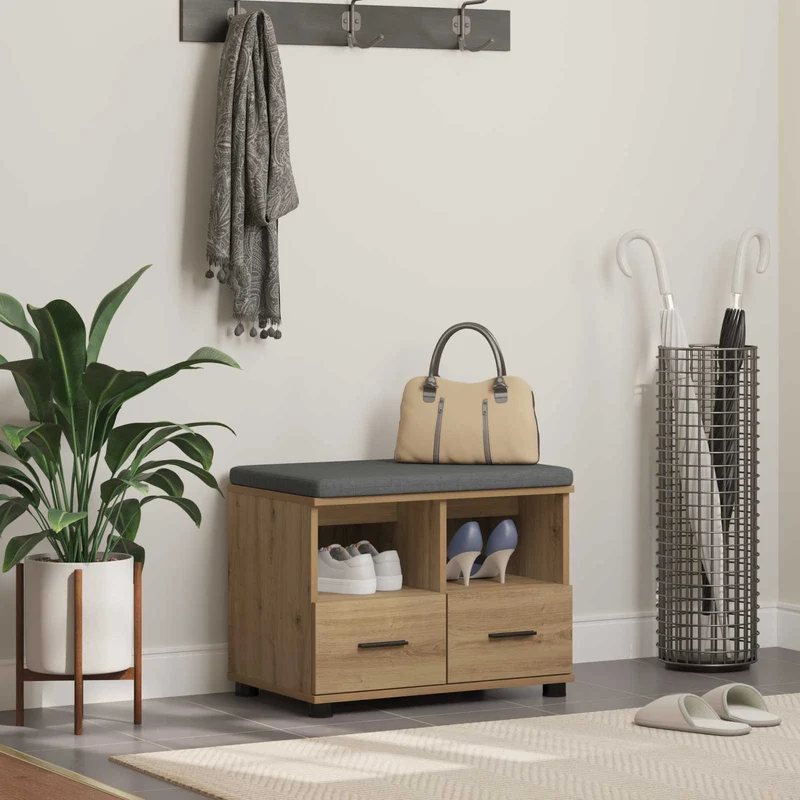 Skobänk med kudde Artisan-ek 60 x 38 x 46 cm Konstruerat trä