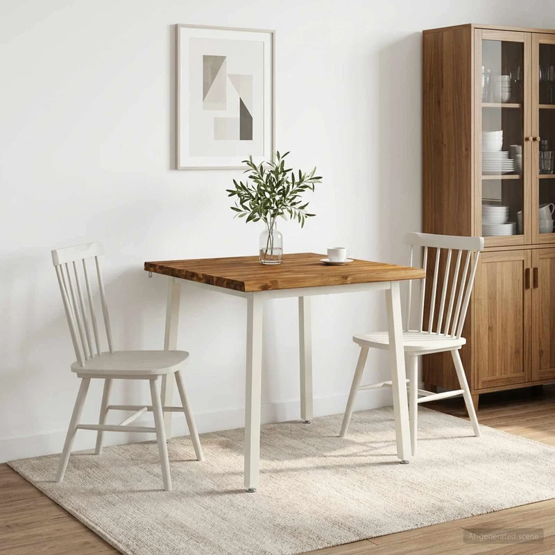 60 x 55 x 75 cm Massivt Akaciaträ Naturlig och vit Rektangulär