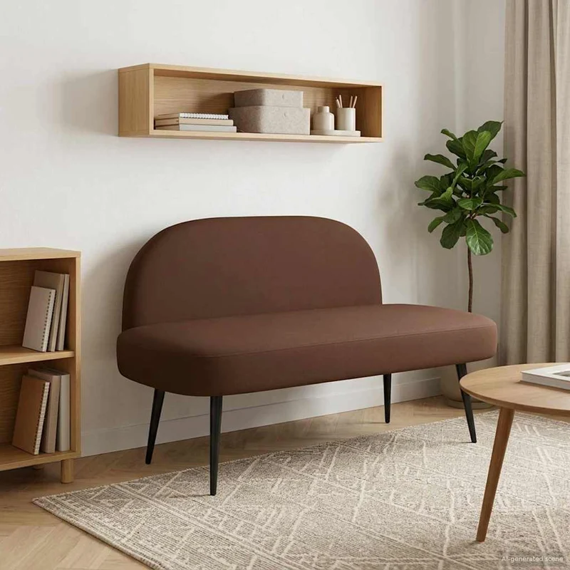 Klädd bänk med ryggstöd Brun 110 x 60 x 76 cm Konstläder
