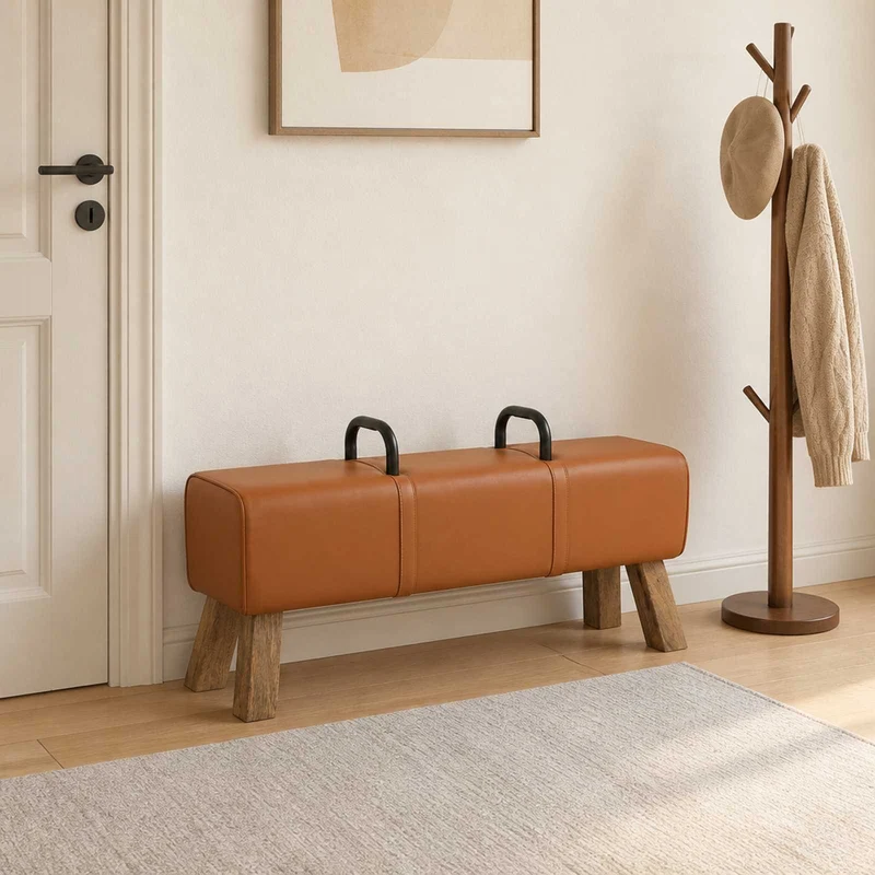 bänk Brun 110 x 30 x 45 cm Äkta läder