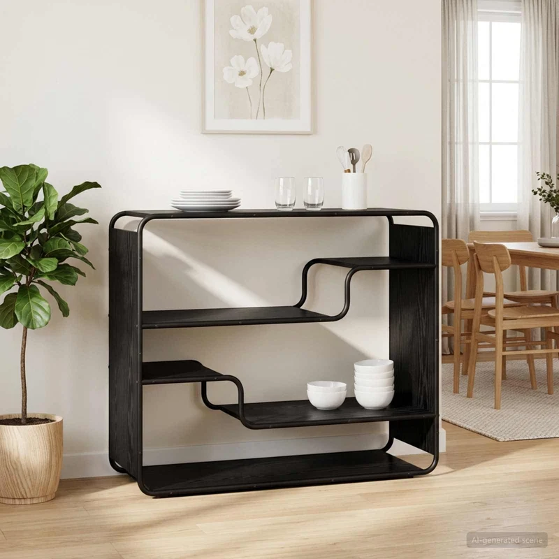 Sideboard Svart ek 98 x 37,5 x 75,5 cm Konstruerat trä