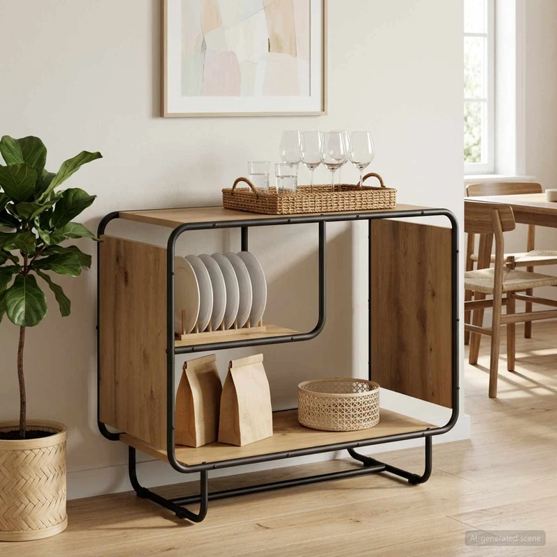 Sideboard Artisan-ek 80 x 37,5 x 64,5 cm Konstruerat trä