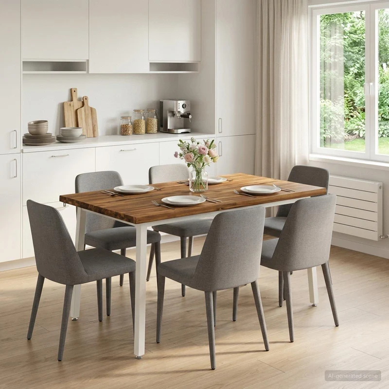 140 x 70 x 75 cm Massivt Akaciaträ Naturlig och vit Rektangulär