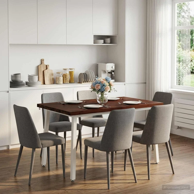 120 x 80 x 75 cm Massivt Akaciaträ Mörkbrun och Vit Rektangulär