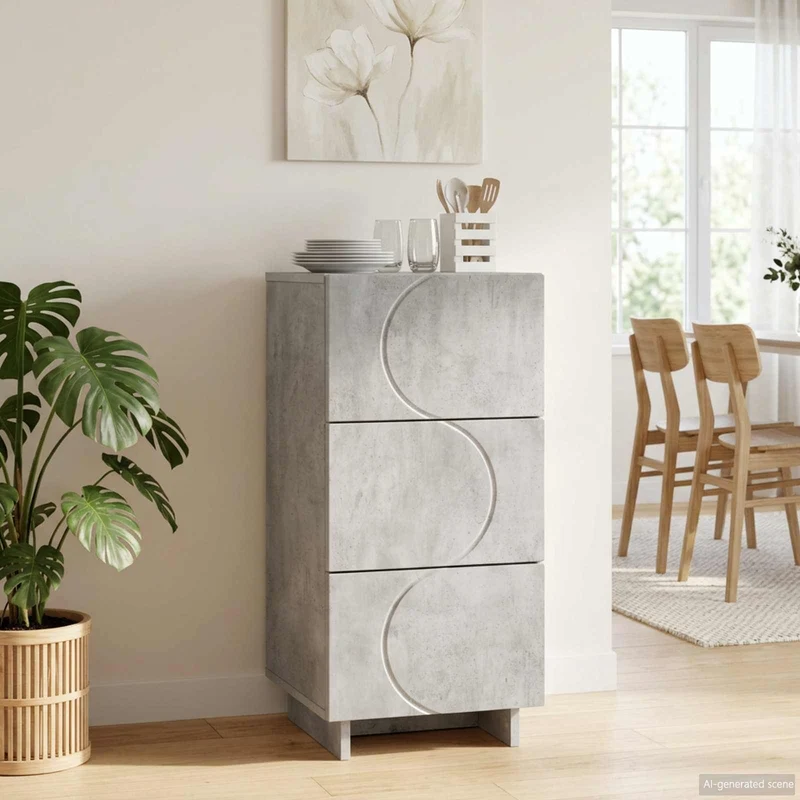 Sideboard Betonggrå 33,5 x 34,5 x 75 cm Konstruerat trä