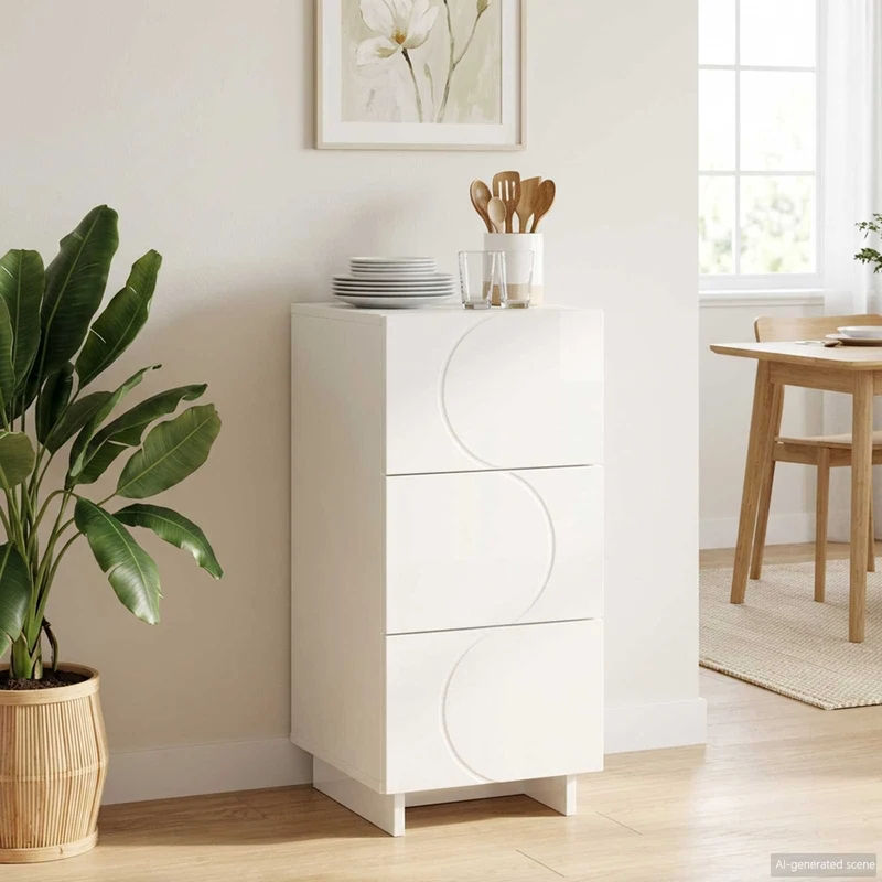 Sideboard Vit högglans 33,5 x 34,5 x 75 cm Konstruerat trä
