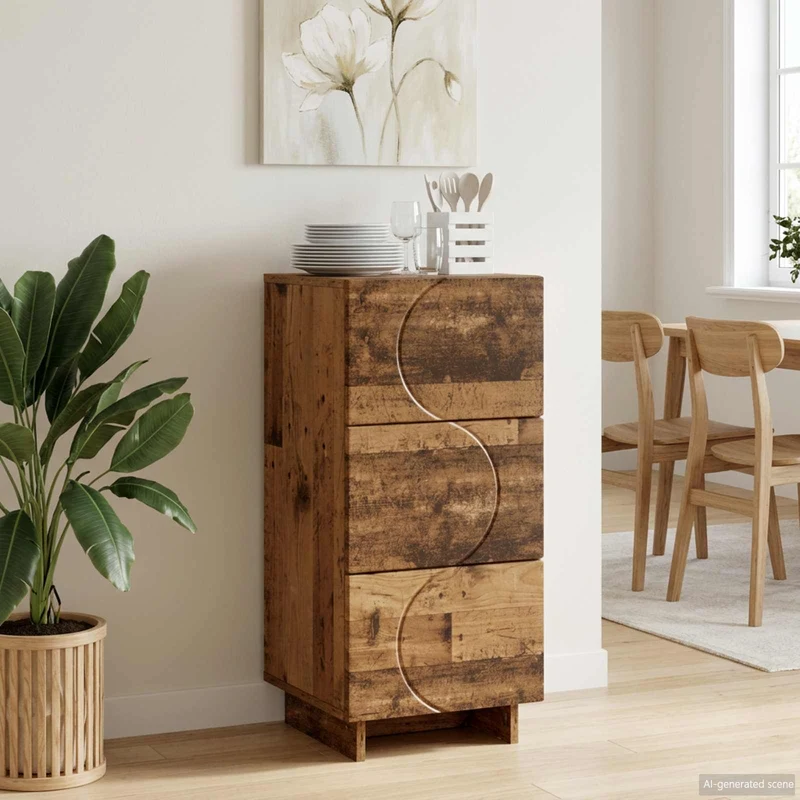 Sideboard Gammalt trä 33,5 x 34,5 x 75 cm Konstruerat trä