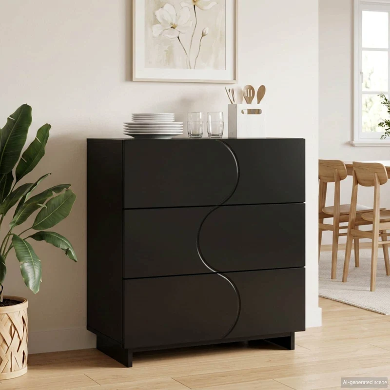 Sideboard Svart 70 x 38 x 75 cm Konstruerat trä