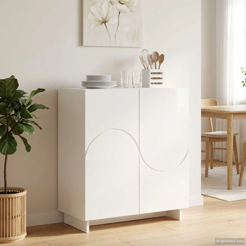 Skänk Vit högglans 67 x 34,5 x 75 cm Konstruerat trä