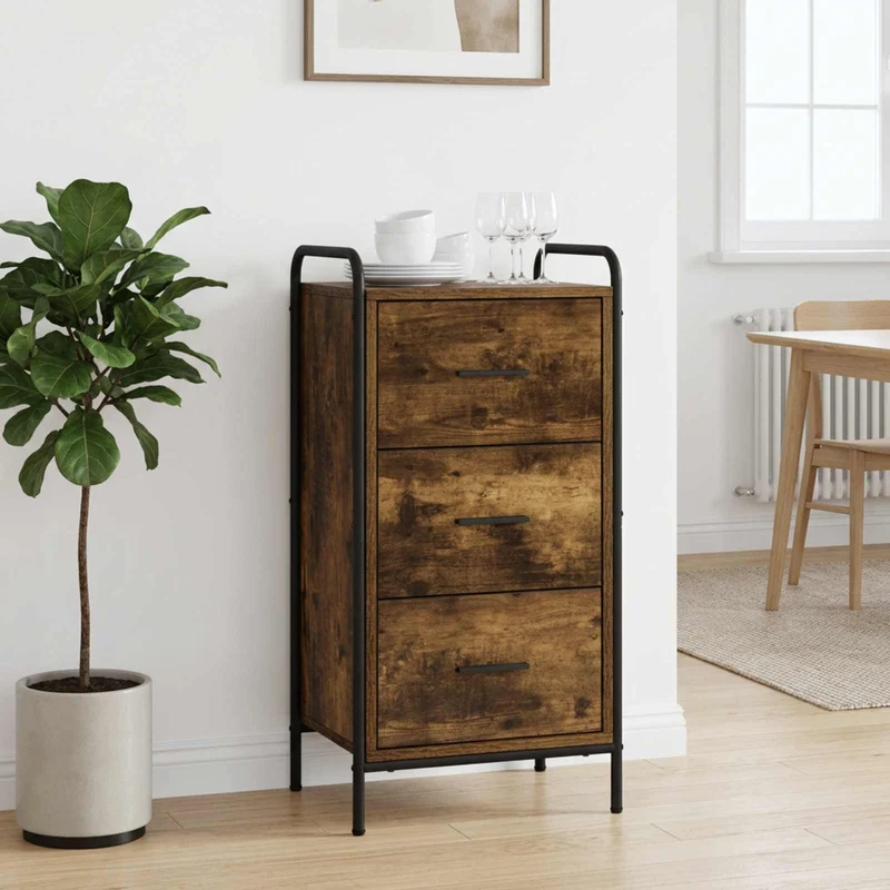 Sideboard Rökt ek 97 x 33 x 81 cm Konstruerat trä