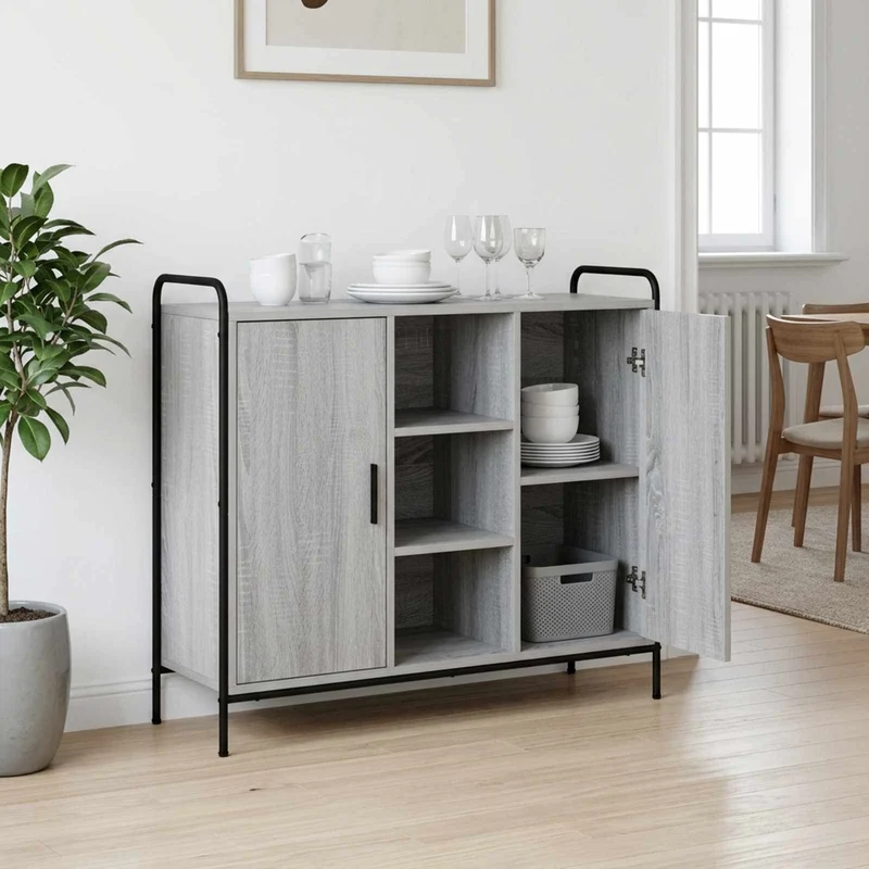 Sideboard Grå Sonoma 97 x 33 x 81 cm Konstruerat trä