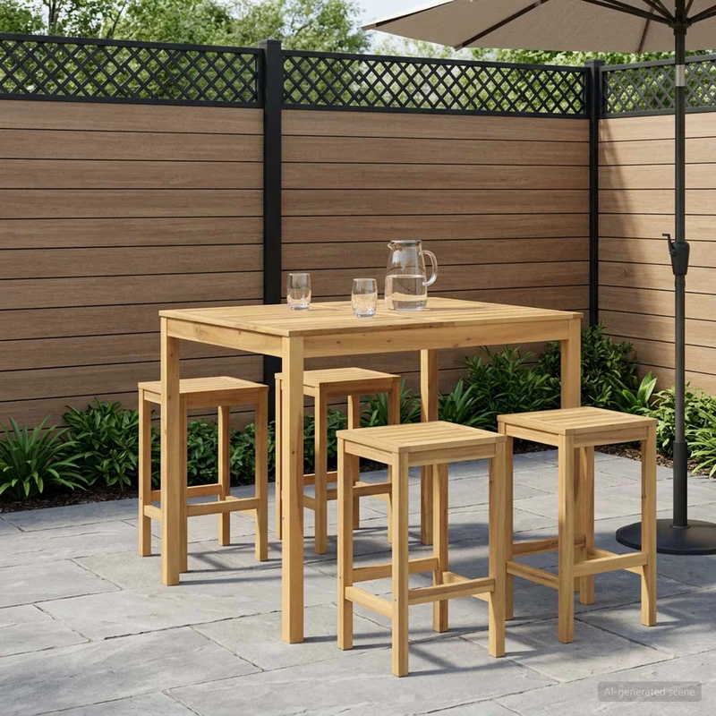 Trädgård Bar Bord Vit 110 x 108,5 x 105 cm Massivt Akaciaträ
