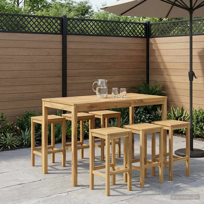 Trädgård Bar Bord Vit 141 x 80,5 x 105 cm Massivt Akaciaträ