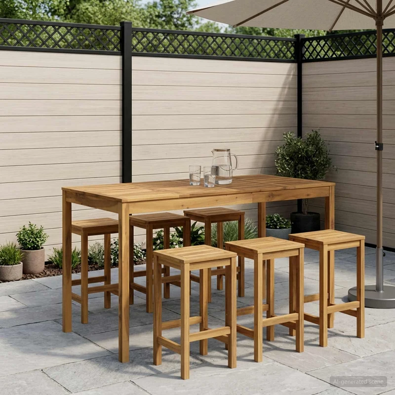 Trädgård Bar Bord Vit 180 x 88,5 x 105 cm Massivt Akaciaträ