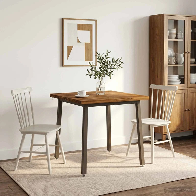 80 x 80 x 75 cm Massivt Akaciaträ Naturlig och Kaffe Fyrkantig