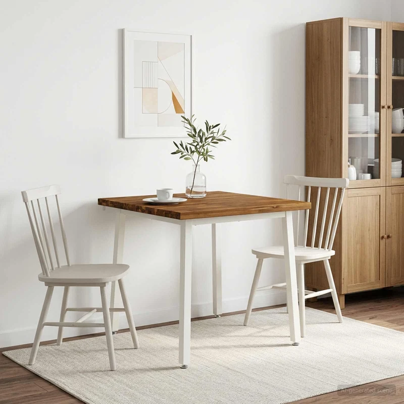 60 x 55 x 75 cm Massivt Akaciaträ Naturlig och vit Rektangulär