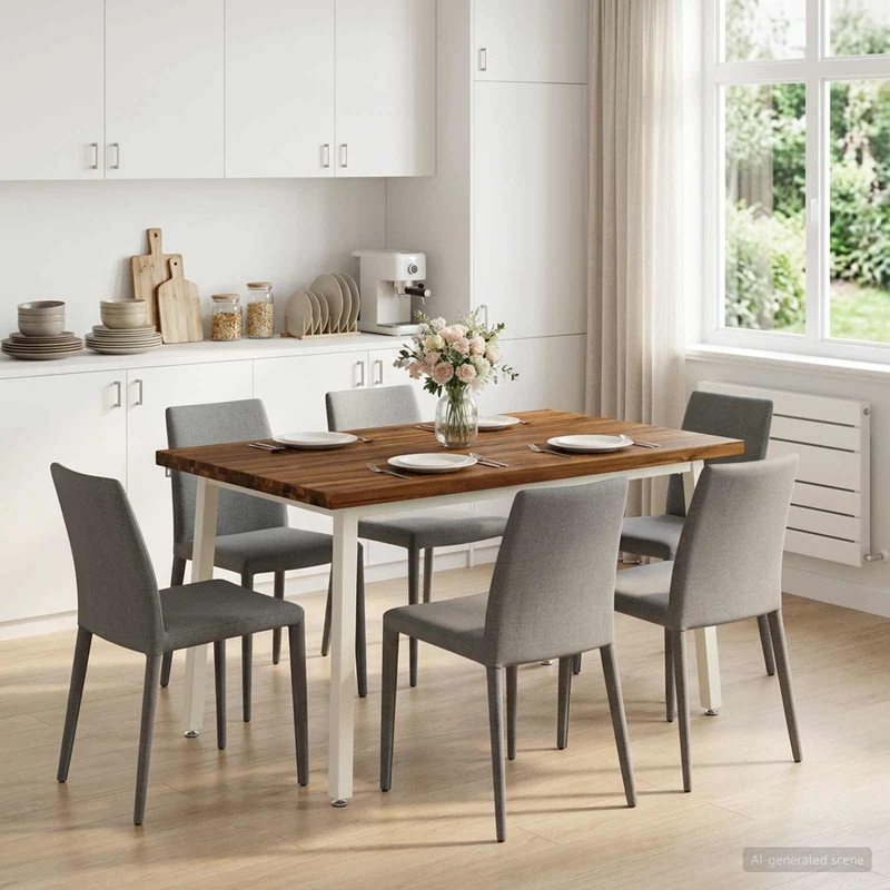 120 x 70 x 75 cm Massivt Akaciaträ Naturlig och vit Rektangulär