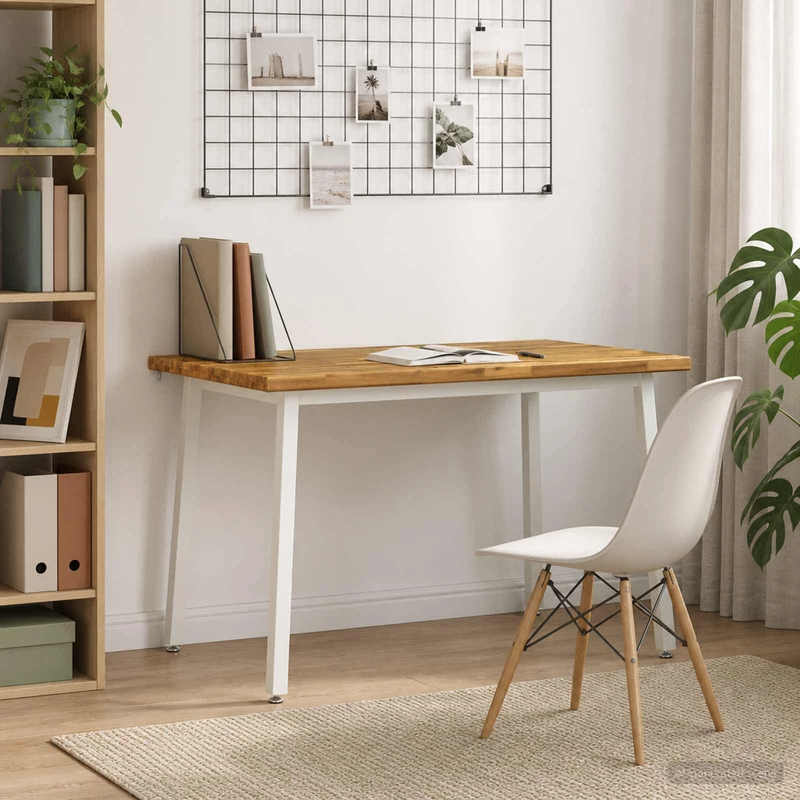120 x 70 x 75 cm Massivt Akaciaträ Vit Rektangulär