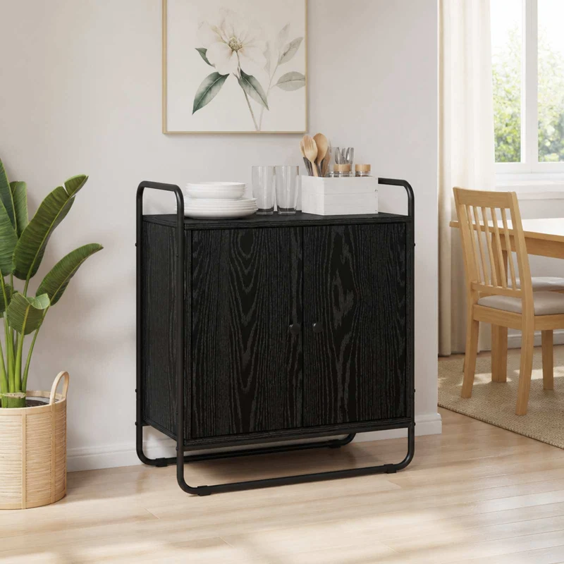 Sideboard Svart ek 68 x 35 x 75 cm Konstruerat trä