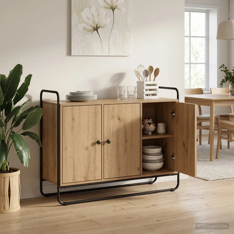 Sideboard Artisan-ek 102 x 35 x 75 cm Konstruerat trä