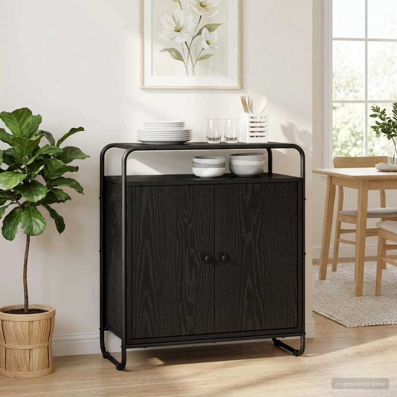 Sideboard Svart ek 68 x 35 x 75 cm Konstruerat trä