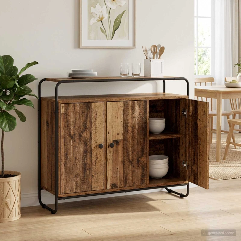 Sideboard Gammalt trä 102 x 35 x 75 cm Konstruerat trä