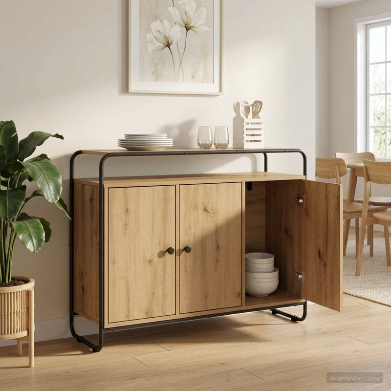 Sideboard Artisan-ek 102 x 35 x 75 cm Konstruerat trä