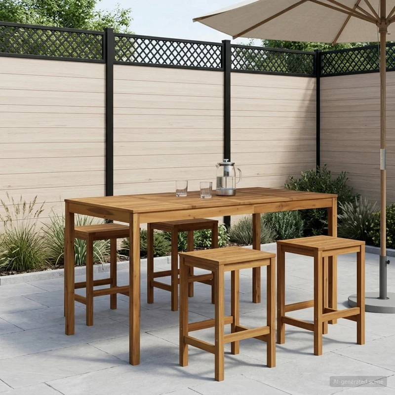 Trädgård Bar Bord Vit 196 x 100 x 105 cm Massivt Akaciaträ