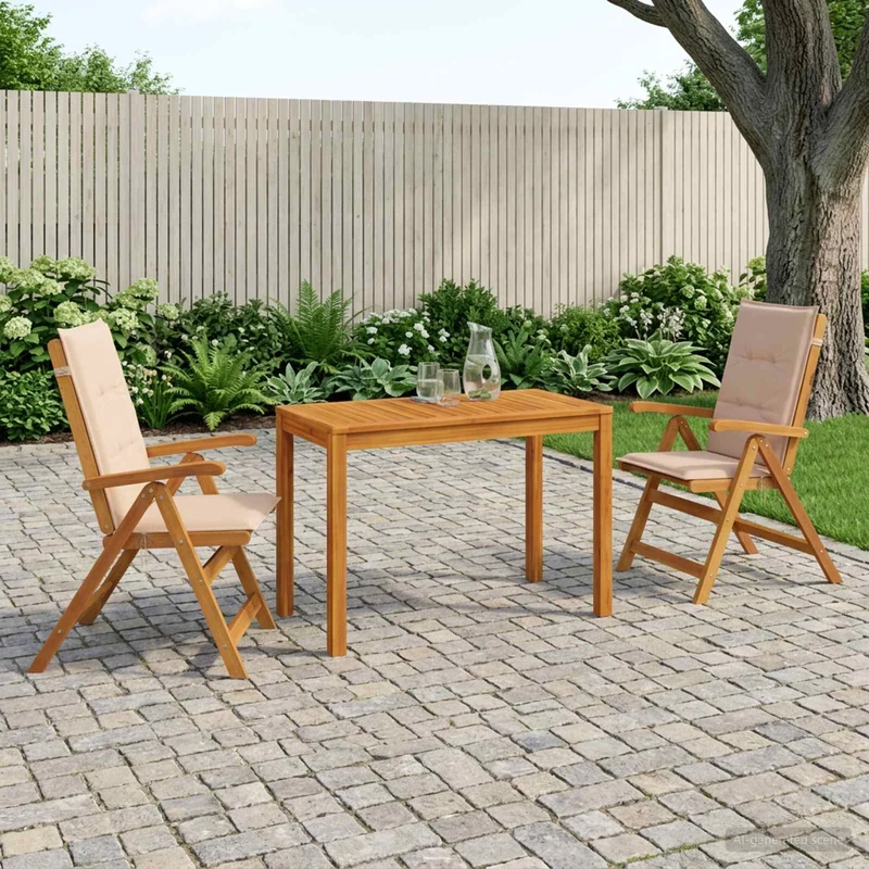 Garden Dining Set Naturlig Massivt Akaciaträ