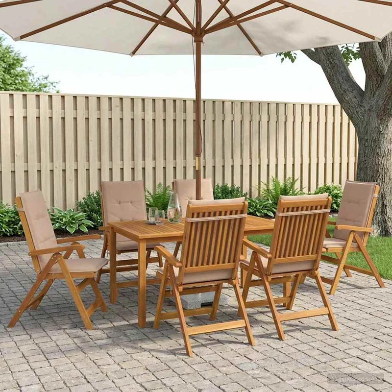 7-delars matgrupp för trädgården 6-sits Naturlig