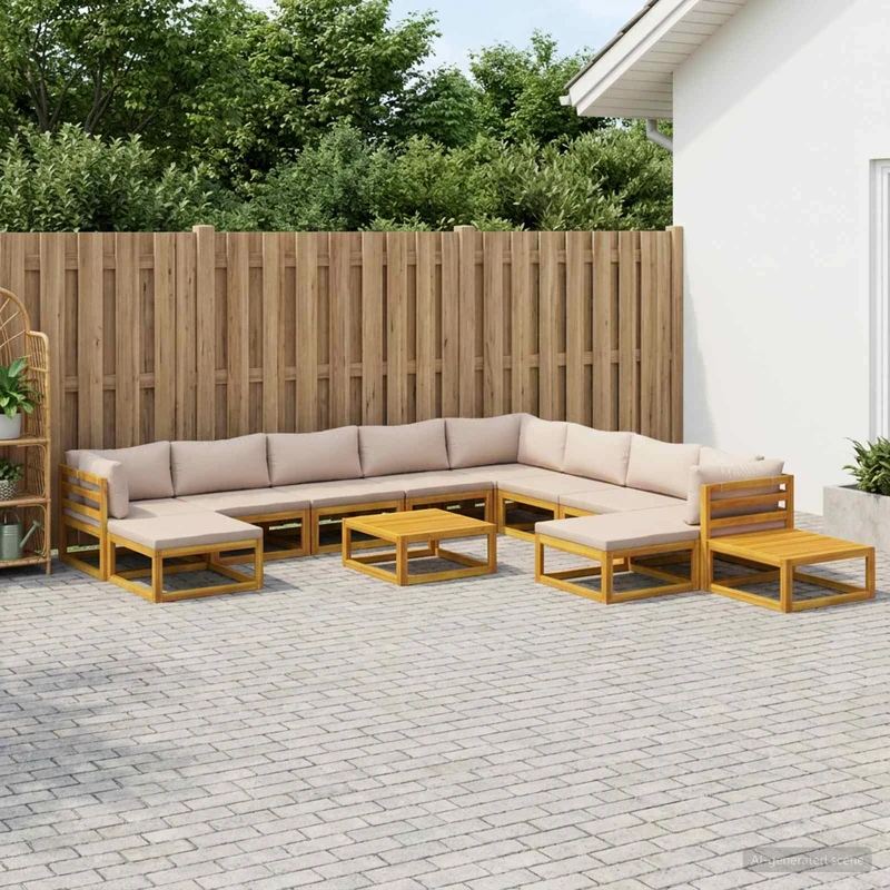 Soffset 12 st Naturlig Massivt Akaciaträ