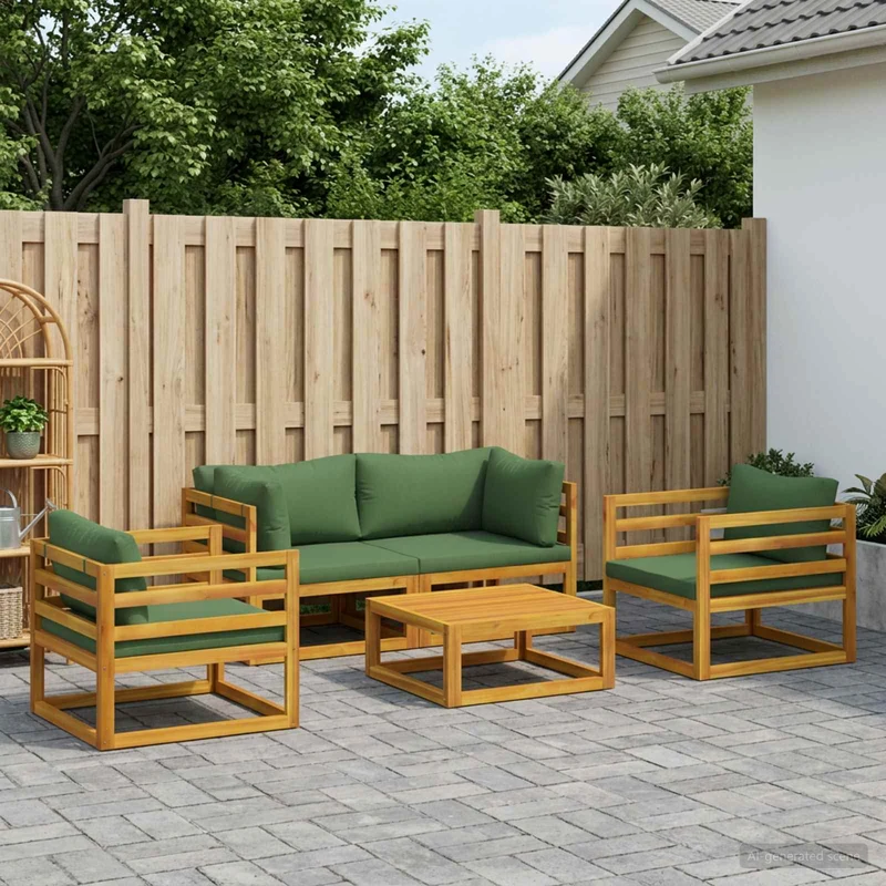 5-delars Trädgårdsloungeset Modular Naturlig Massivt Akaciaträ