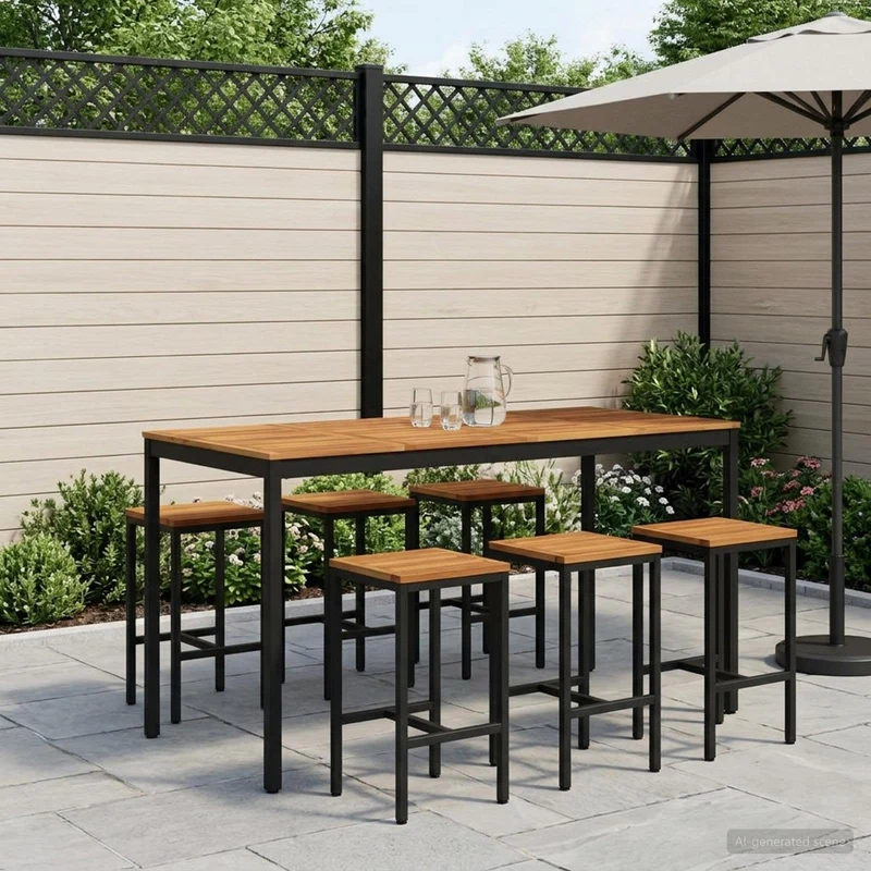 Trädgård Bar Bord NAARDEN Vit och svart 180 x 88,5 x 105 cm