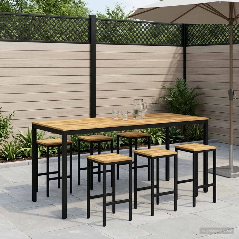 Trädgård Bar Bord NAARDEN Vit och svart 196 x 80,5 x 105 cm