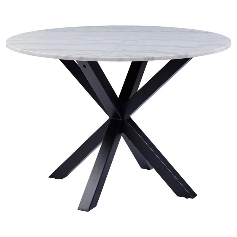 Verdun Matbord Rund 110 cm Vit Marmor