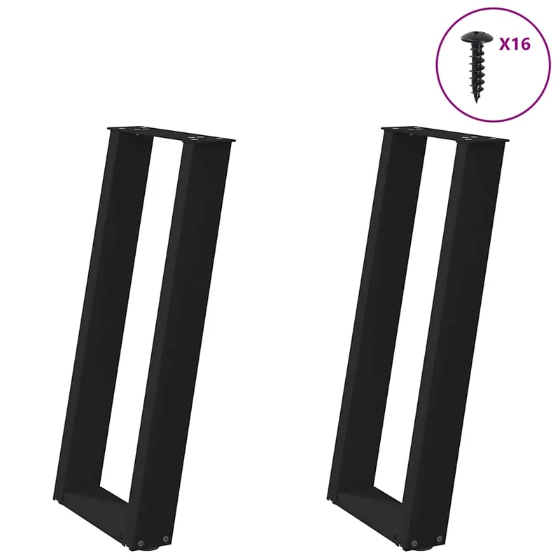 Konsolbordsben U-formade 2 st svarta 38x(72-73) cm stål