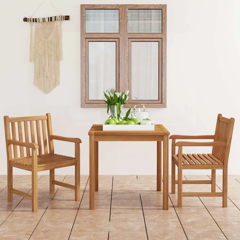 3-delad trädgårdsmatgrupp 80x80 cm massiv teak