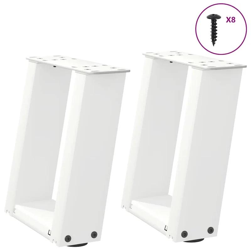 Soffbordsben U-formade 2 st vita 30x(30-31) cm stål