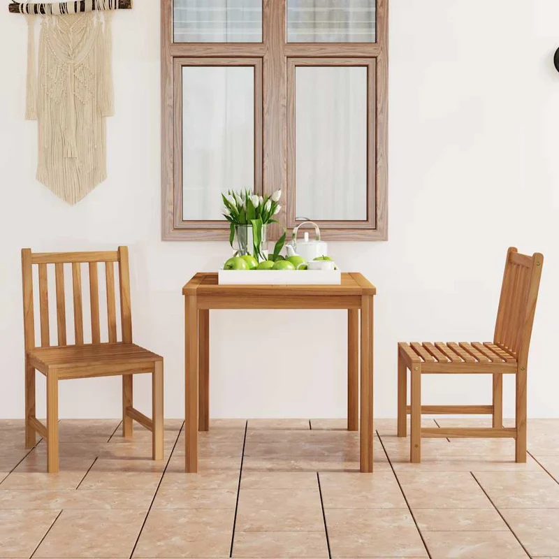 3-delad trädgårdsmatgrupp 80x80 cm massiv teak