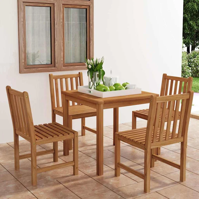 5-delad trädgårdsmatgrupp 80x80 cm massiv teak