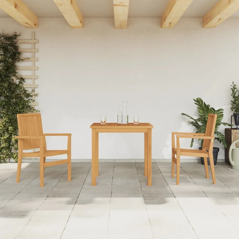Matgrupp för trädgården 3 delar massiv teak