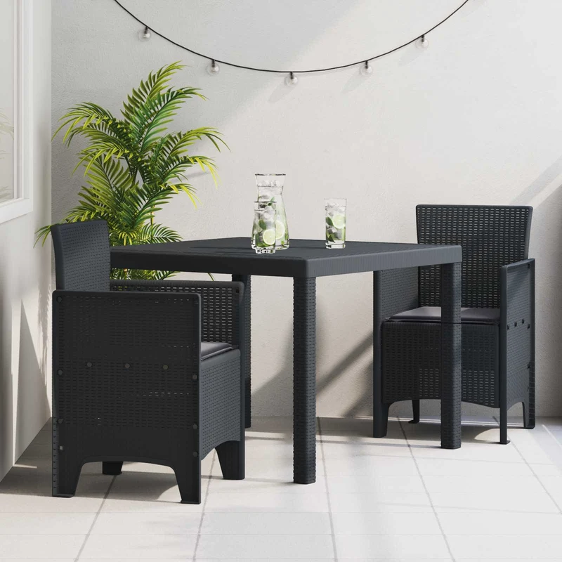 Trädgårdsmöbelset 3 st Antracit Polypropylen