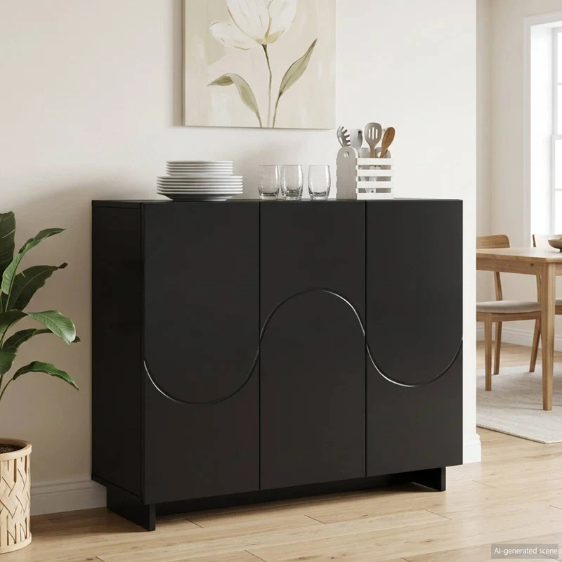 Sideboard Svart 85.5 x 31 x 75 cm Konstruerat trä