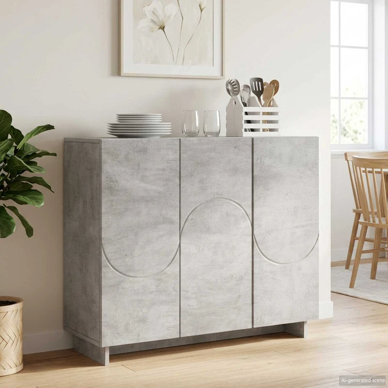Sideboard Betonggrå 85.5 x 31 x 75 cm Konstruerat trä