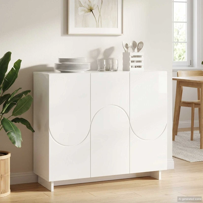 Sideboard Vit högglans 85.5 x 31 x 75 cm Konstruerat trä