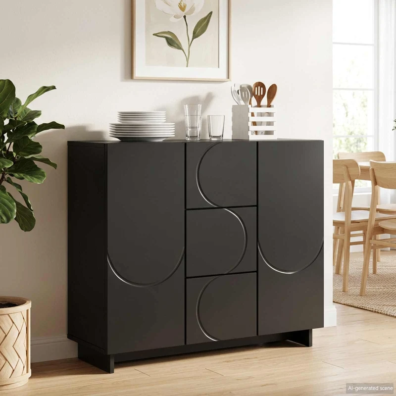Sideboard Svart 85.5 x 31 x 75 cm Konstruerat trä