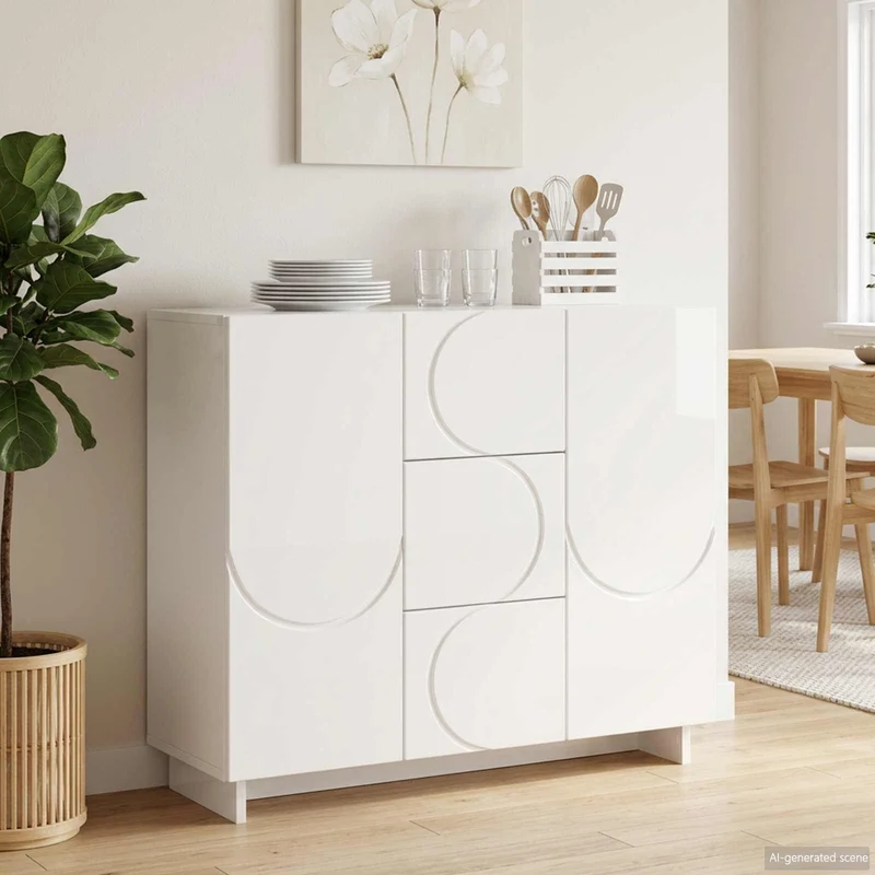 Sideboard Vit högglans 85.5 x 31 x 75 cm Konstruerat trä
