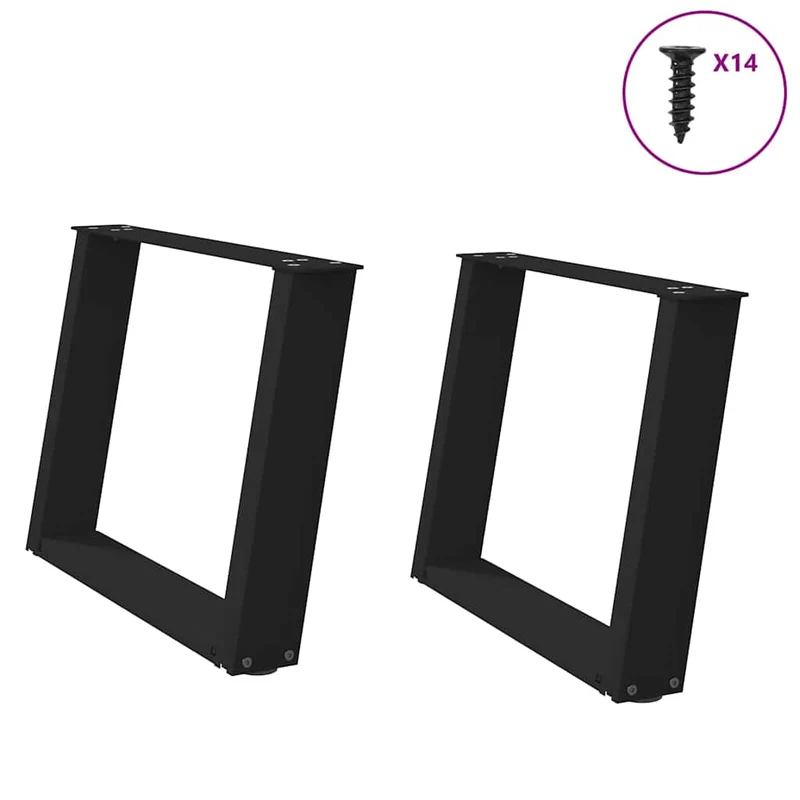 Soffbordsben U-formade 2 st svarta 60x(42-43) cm stål