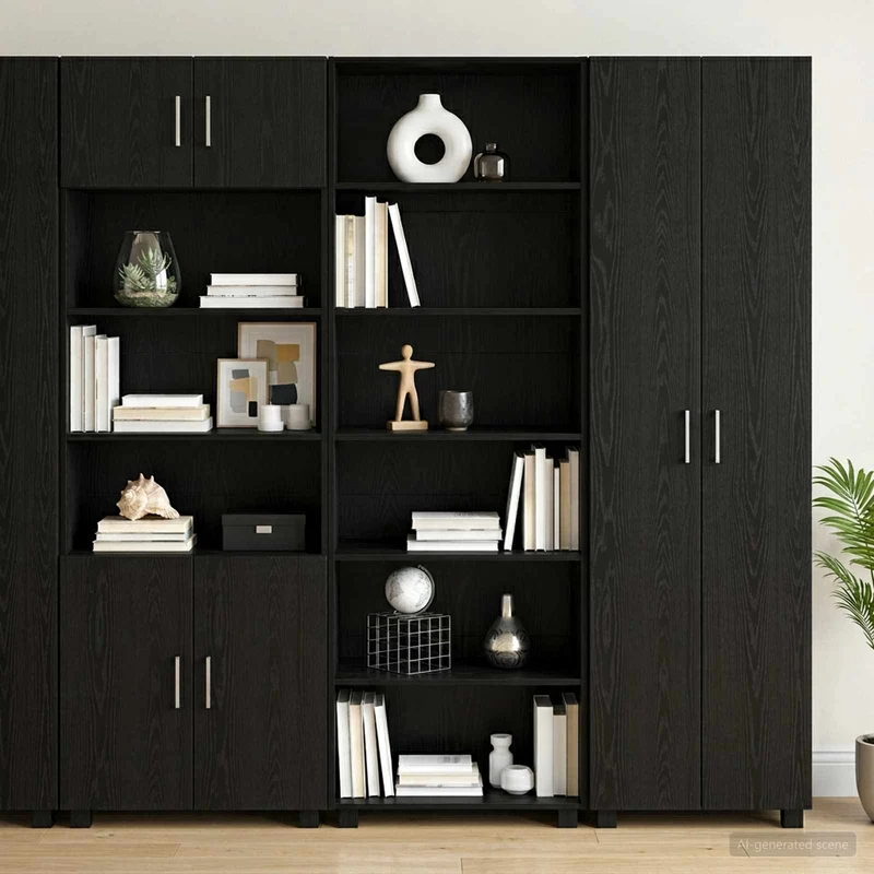 Sideboard Svart ek 70 x 41 x 185 cm Konstruerat trä